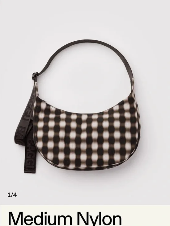 BAGGU Crescent Shoulder Bag in Blurred Gingham - Picture 4 of 4
